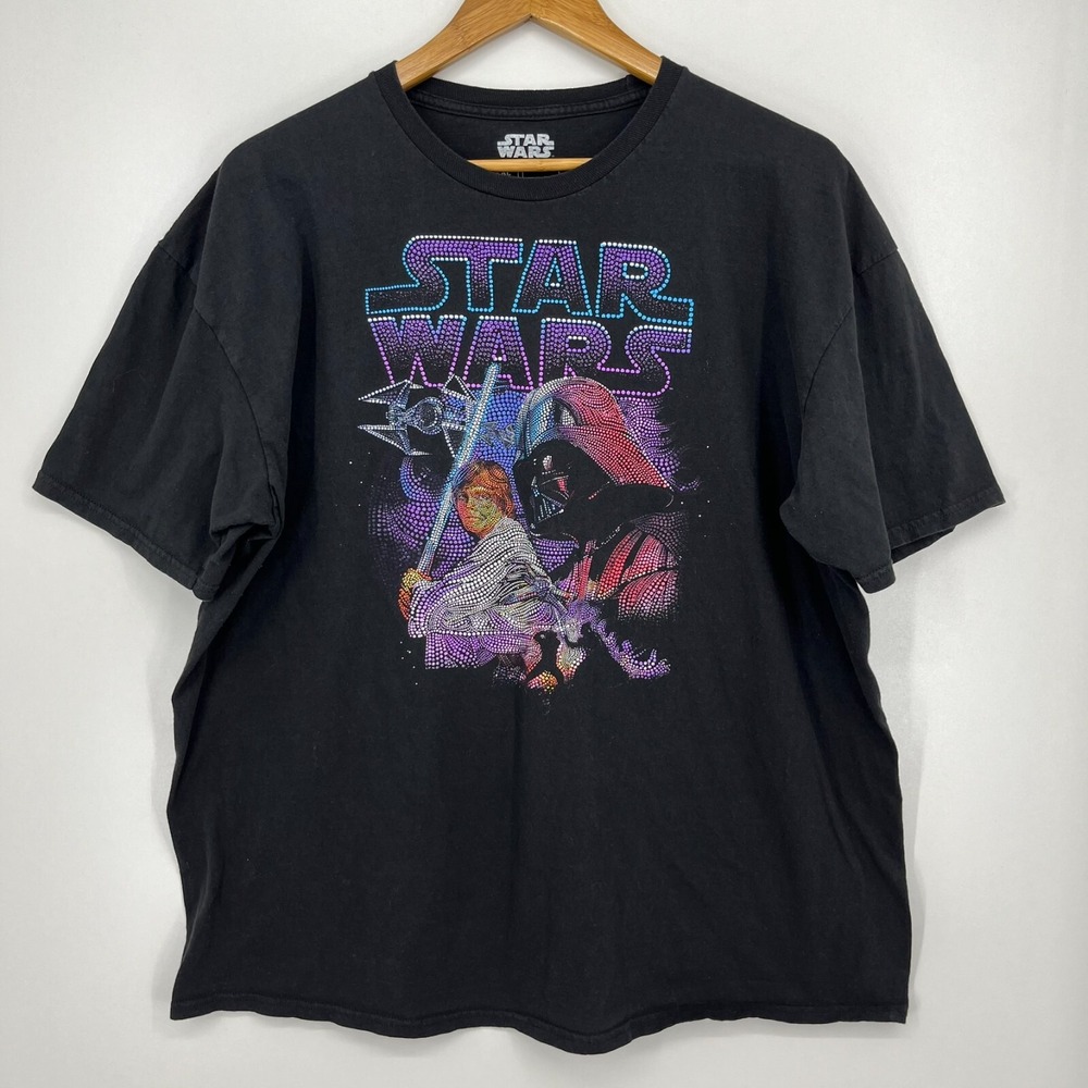 Star Wars Fifth Sun Men Black Luke Skywalker Darth Vader Graphic T-Shirt 2XL